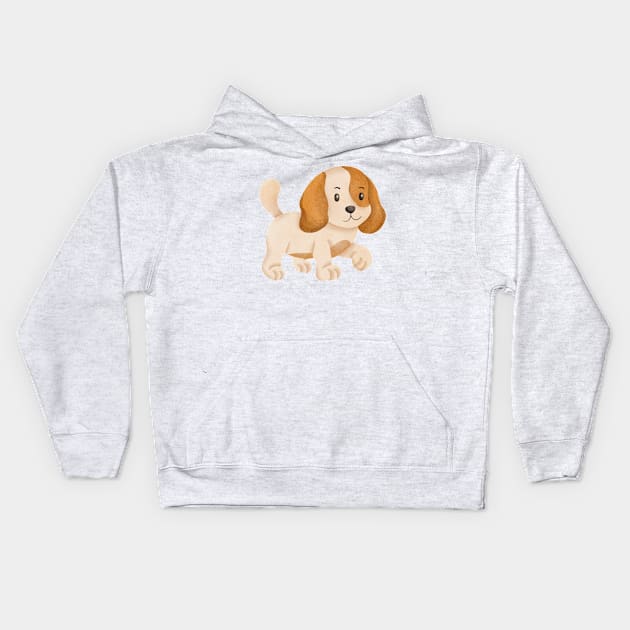 Cute dog walking Kids Hoodie by matguy